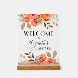 Aquarellfarbenes orangefarbenes Brautparty Willkom Acrylschild