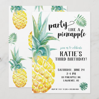 Aquarellfarbenes Party wie eine Ananas zum Geburts Einladung