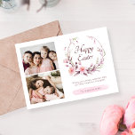 Aquarellfarbenes Personalisiertes Foto Rosa Oster Feiertagskarte<br><div class="desc">Erstellen Sie Ihre eigenen personalisierten Ostergrußkarten mit Ihrem eigenen Foto,  Ihrer Nachricht und Ihrem eigenen Namen. Das hübsche,  handgemalte Aquarellbouquet mit Blumenmotiv verleiht dieser trendigen und einzigartigen Karte eine Touch Federvibe.</div>