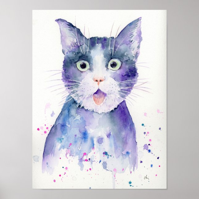 Aquarellfarbenes Portrait Poster (Vorne)