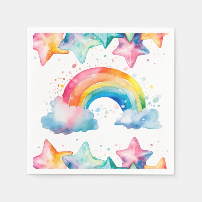 Aquarellfarbenes Regenbogenpapier Napoleon Serviette (Vorderseite)