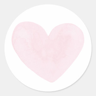Aquarellfarbenes rosa Herz. Valentin. Blush-Hochze Runder Aufkleber
