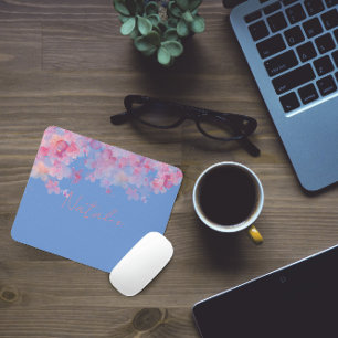 Aquarellfarbenes, rosa Korallenblau, Mauspad