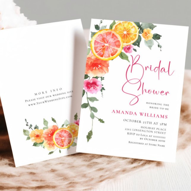 Aquarellfarbenes, rosa Orangefarbenes Blume Brautp Einladung (Von Creator hochgeladen)