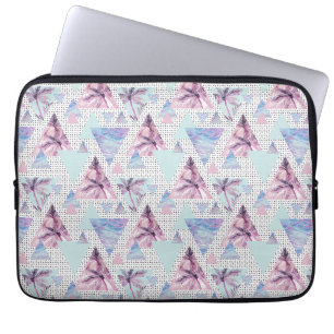 Aquarellfarbenes rosa und blaues Palmenmuster Laptopschutzhülle