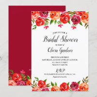 Aquarellfarbenes Rotes Orange Brautparty Einladung