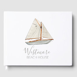 Aquarellfarbenes Sailboat Beach House Gästebuch