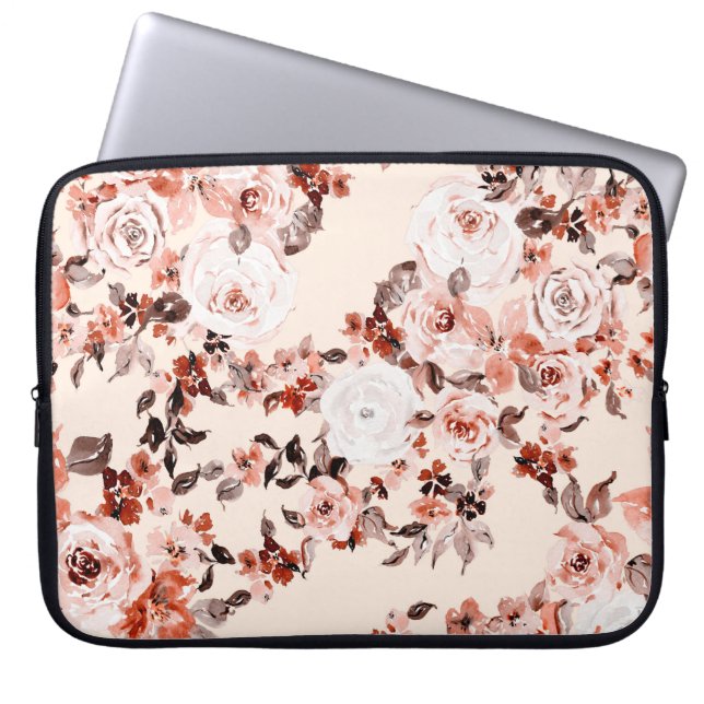 Aquarellfarbenes Vintages, nahtloses Blumenmuster, Laptopschutzhülle (Vorderseite)