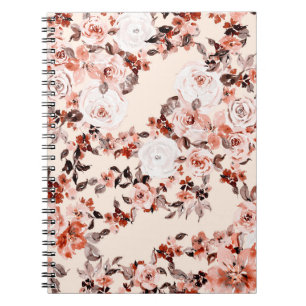 Aquarellfarbenes Vintages, nahtloses Blumenmuster, Notizblock