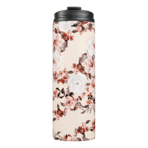 Aquarellfarbenes Vintages, nahtloses Blumenmuster, Thermosbecher