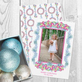 Aquarellfarbenes Weihnachtsfest Tinsel Baubles Fot Feiertagskarte