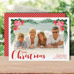 Aquarellfarbenes Weihnachtsgebäck Foto Feiertagskarte<br><div class="desc">Weihnachts-Fotokarten mit Aquarellfarben-Blätter und tropischen Blume,  Ihrem bevorzugten Foto,  Ihren Namen und Gruß in schicken Schriften. Verwenden Sie JEDE FARBE für den Hintergrund auf der Rückseite. *VERTICAL Layout eins für Sie in unserem Shop. Wählen Sie High Definition für beste Druckqualität.</div>