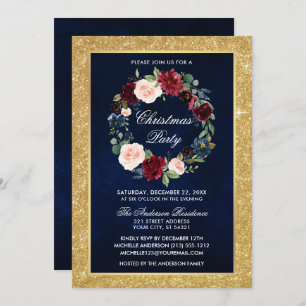 Aquarellfarbenes Weihnachtsgebäck Party Gold Glitz Einladung