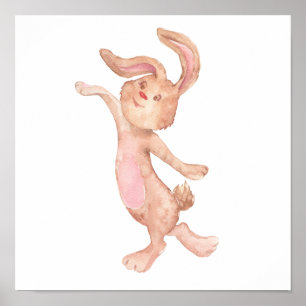 Aquarellfarbenes Whimsical Bunny Rabbit Niedlich Poster