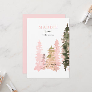 Aquarellfarbenes Woodland Blush Brautparty Einladung