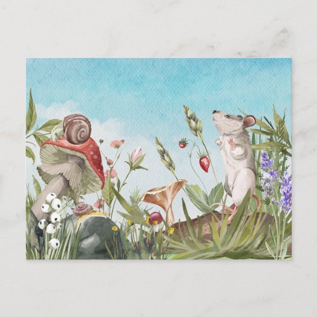 AquarellfarbenMaus in Feldkernfarben Postkarte (Vorderseite)