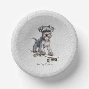 Aquarellfarbenminiatur Schnauzer Papierschale Pappteller