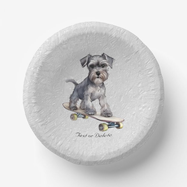 Aquarellfarbenminiatur Schnauzer Papierschale Pappteller (Vorderseite)