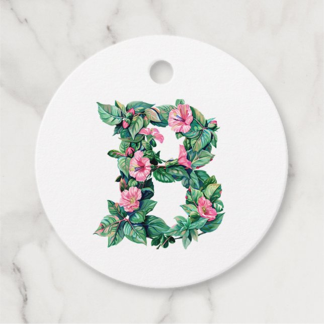 Aquarellfarbenmonogramm B (Name anpassbar) Geschenkanhänger (Vorderseite)