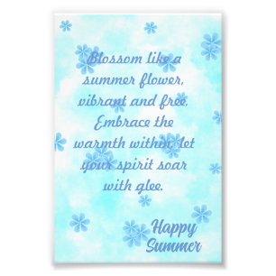 Aquarellfarbenretralblau Blumenmuster personalisie Fotodruck