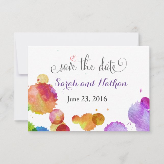 Aquarellfarbensplatten Save the Date (Vorderseite)