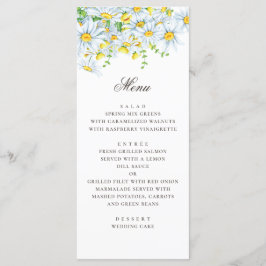 Aquarellfärbung. Chamomile. Blumenhochzeit Menükarte