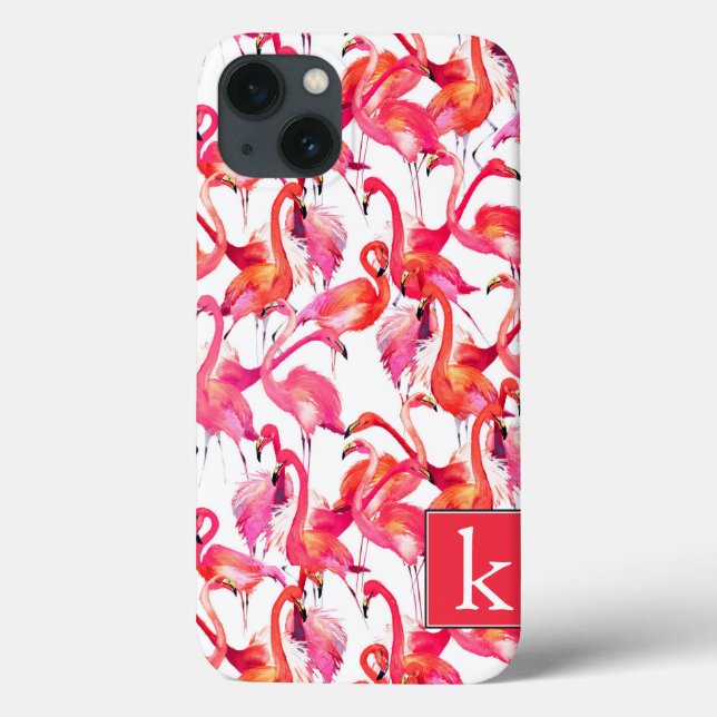 Aquarellfärbung Flamingo in Wasserfarben | Name hi Case-Mate iPhone Hülle (Rückseite)