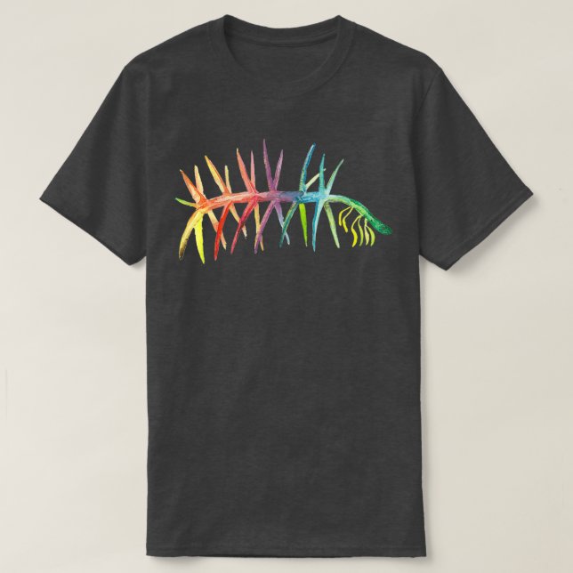 Aquarellfärbung Fossil Hallucigenie in Regenbogen T-Shirt (Design vorne)