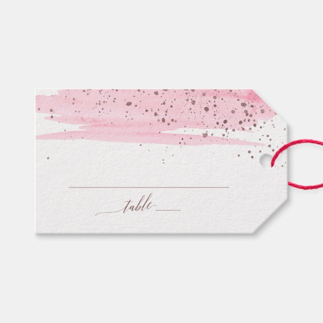 Aquarellfärbung und Rose Gold Platzkarte - Gefälli Geschenkanhänger (Vorderseite (Horizontal))