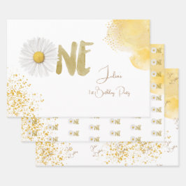 Aquarellfärbung zum ersten Geburtstag Geschenkpapier Set