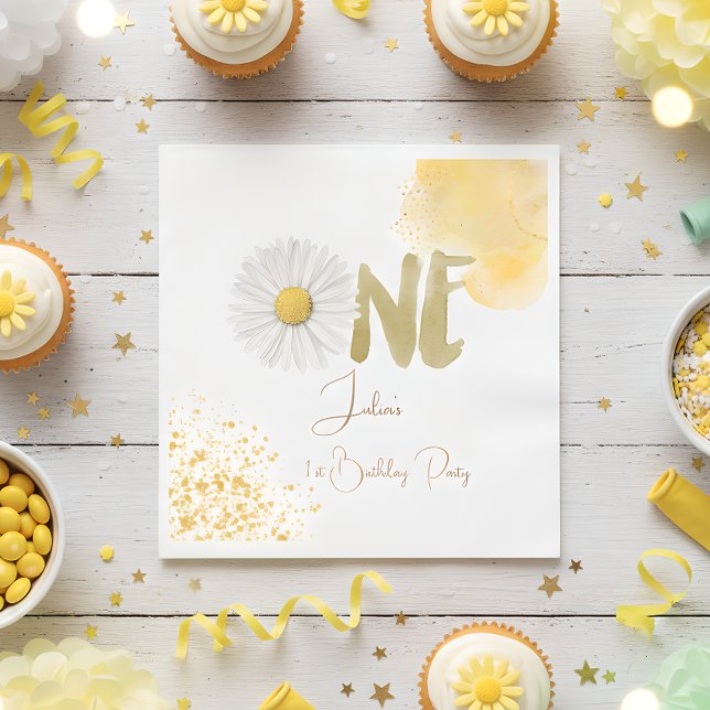 Aquarellfärbung zum ersten Geburtstag Serviette (Von Creator hochgeladen)