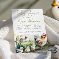Aquarellfarm mit Chicks Baby Dusche