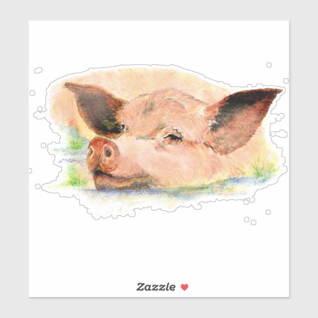 Aquarellfarm Schweinefleisch Art Aufkleber (Blatt)