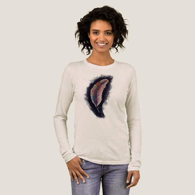 Aquarellfeder Tri-Blend Shirt (Volle Vorderseite)
