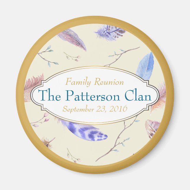 AquarellFedern mit Extravaganter Frame Wiedersehen Magnet (Vorne)