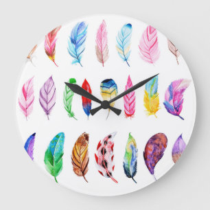 Aquarellfedern: Schöne Vintage-Kollektion. Große Wanduhr