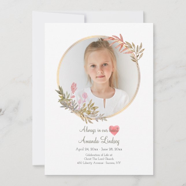 Aquarellfeier Lebensfotokarte Einladung (Vorderseite)