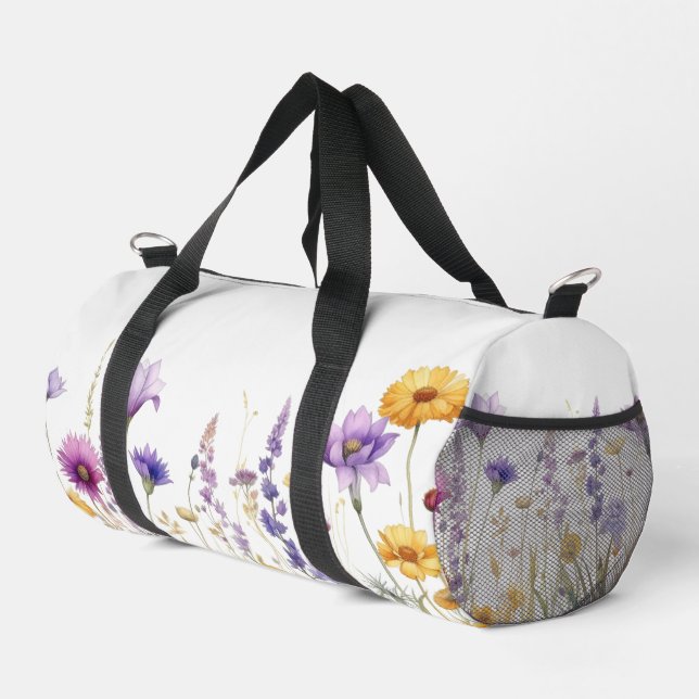 Aquarellfeld mit Wildblumen  Duffle Bag (Rechte Ecke)
