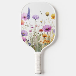 Aquarellfeld mit Wildblumen Pickleball Schläger