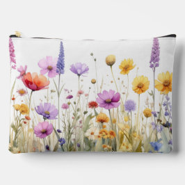 Aquarellfeld mit Wildblumen Zubehörtasche
