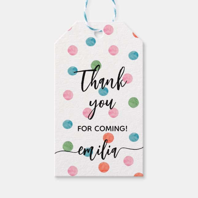 Aquarellfelder Danke, dass Sie jetzt Party haben Geschenkanhänger (Vorderseite)