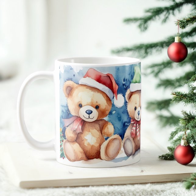 Aquarellfestivals Teddy Bears Weihnachten Tasse (Von Creator hochgeladen)