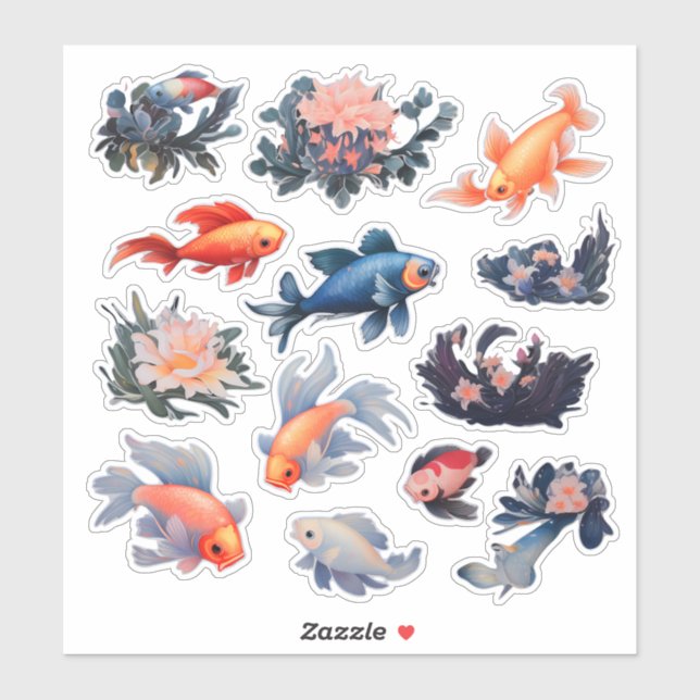 Aquarellfisch Scrapbook Stationierung Aufkleber (Blatt)