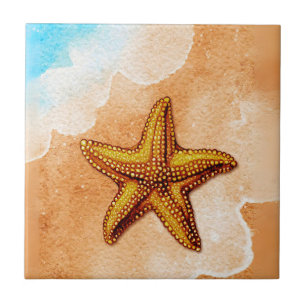 Aquarellfische am Strand Fliese