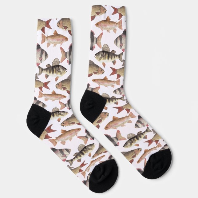 Aquarellfische auf weißem Grund Socken (Rechts)