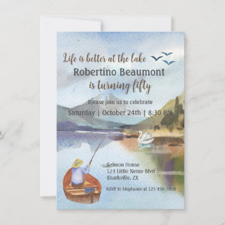 Aquarellfischerei am See 50. Geburtstagsparty Ankündigung