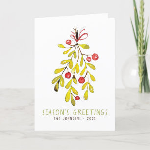 Aquarellfolie Botanical Holly Berry Weihnachten