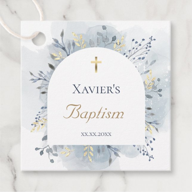 Aquarellfolien Taufe Tagestriche Geschenkanhänger (Vorderseite)