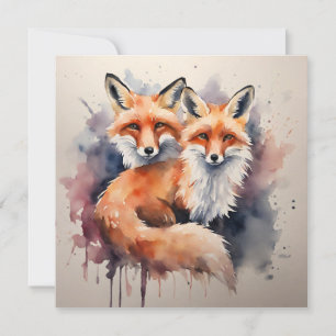 Aquarellfox Duo Einladung