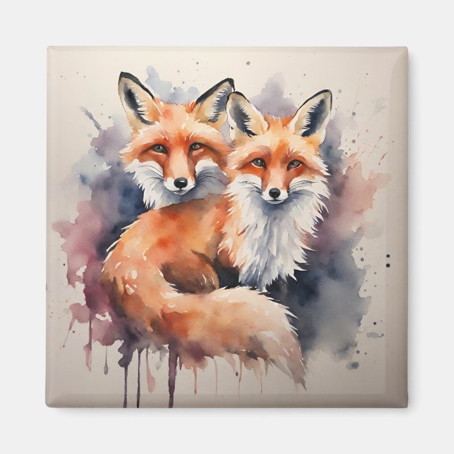 Aquarellfox Duo Magnet (Vorne)